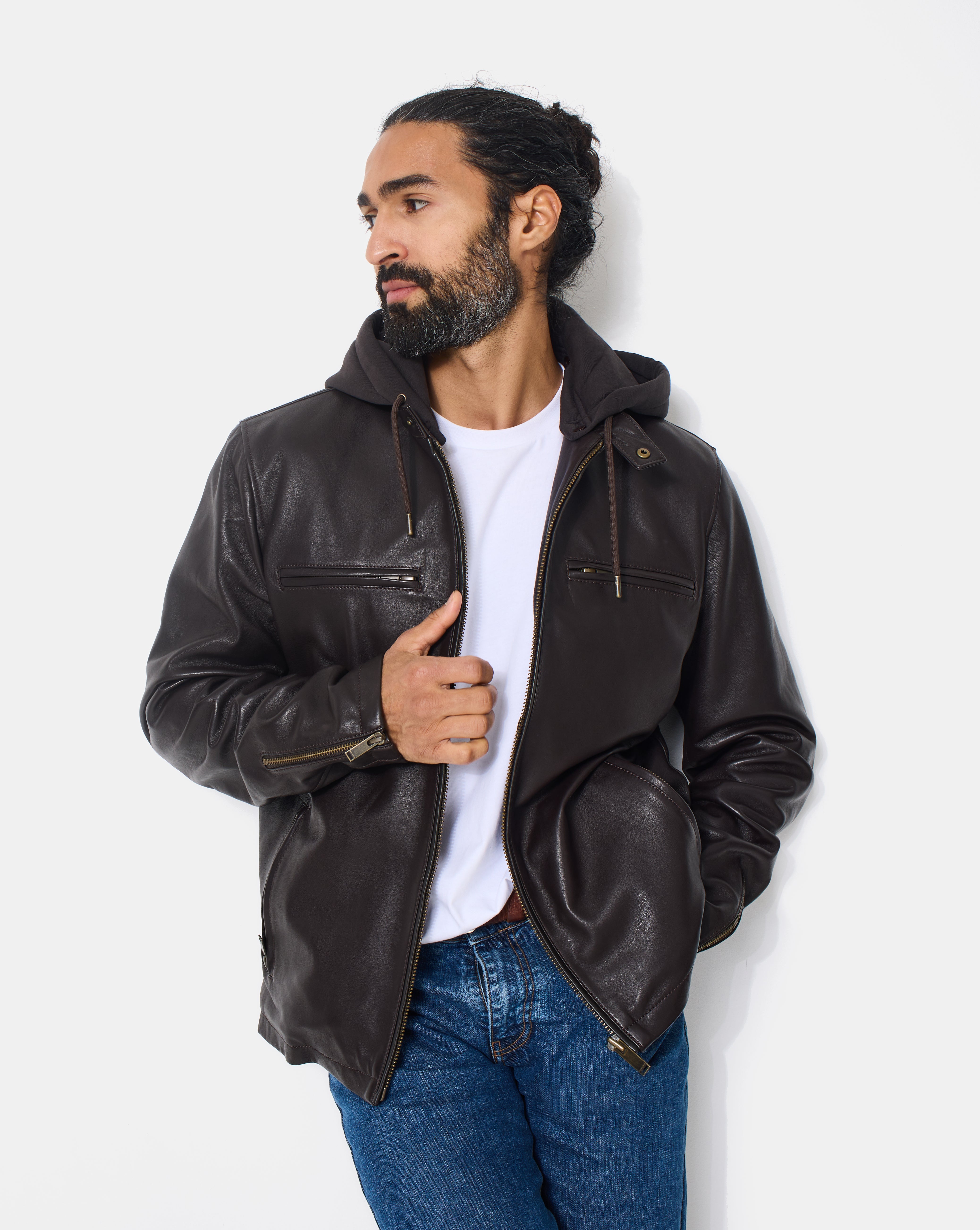 BLOUSON EN CUIR WHEEL MARRON