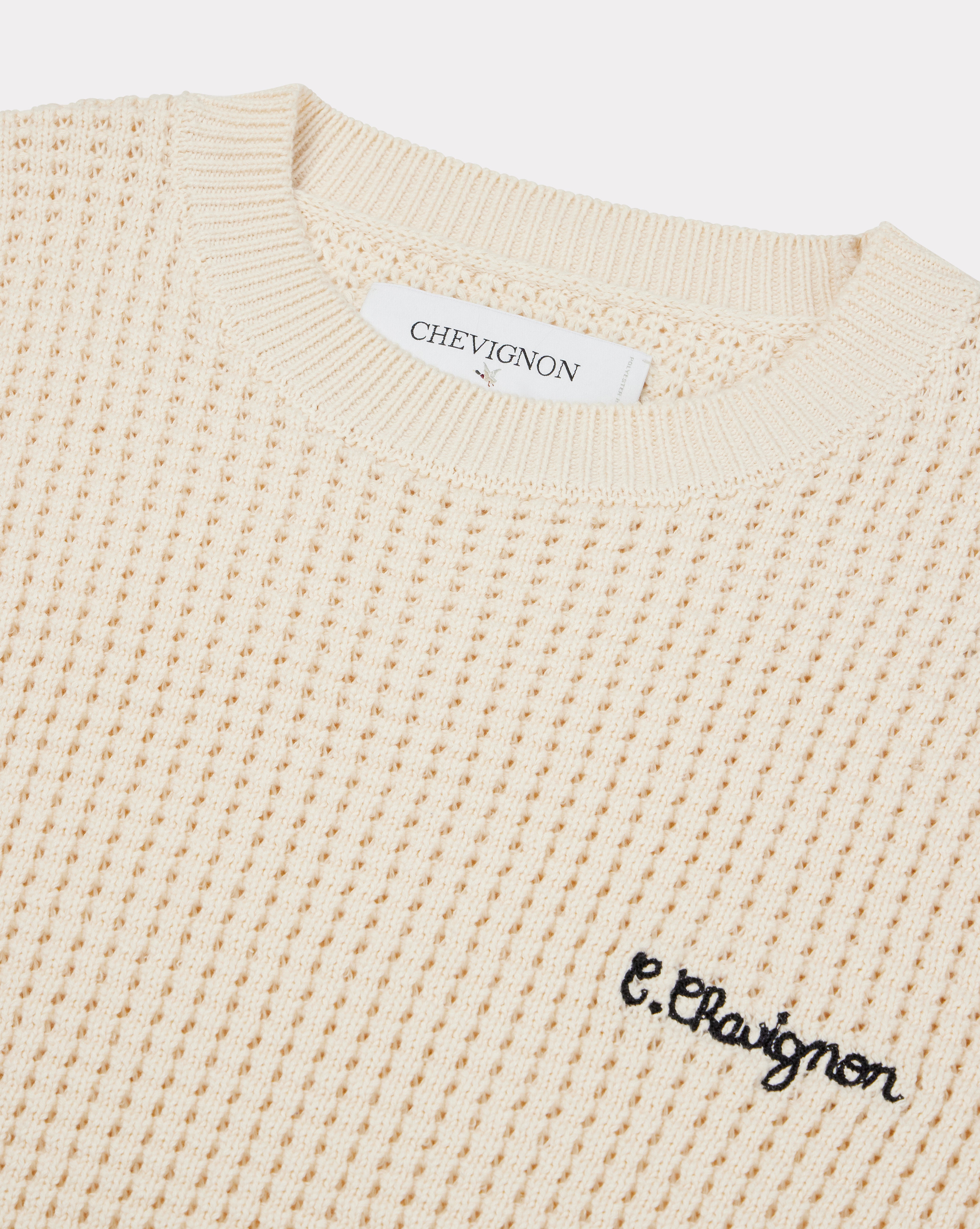 PULL PALM EN COTON ÉCRU