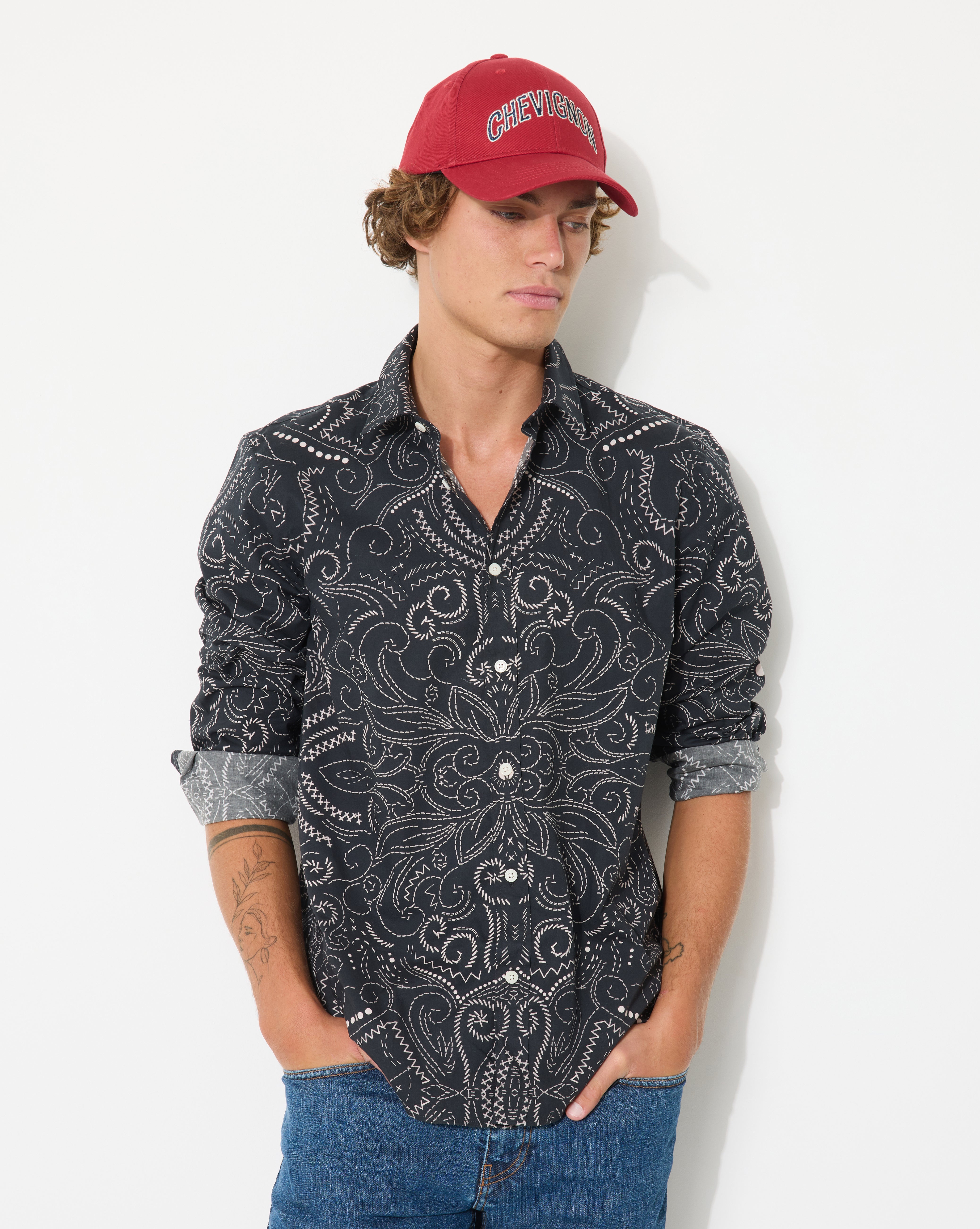 CHEMISE BANDANA NOIR