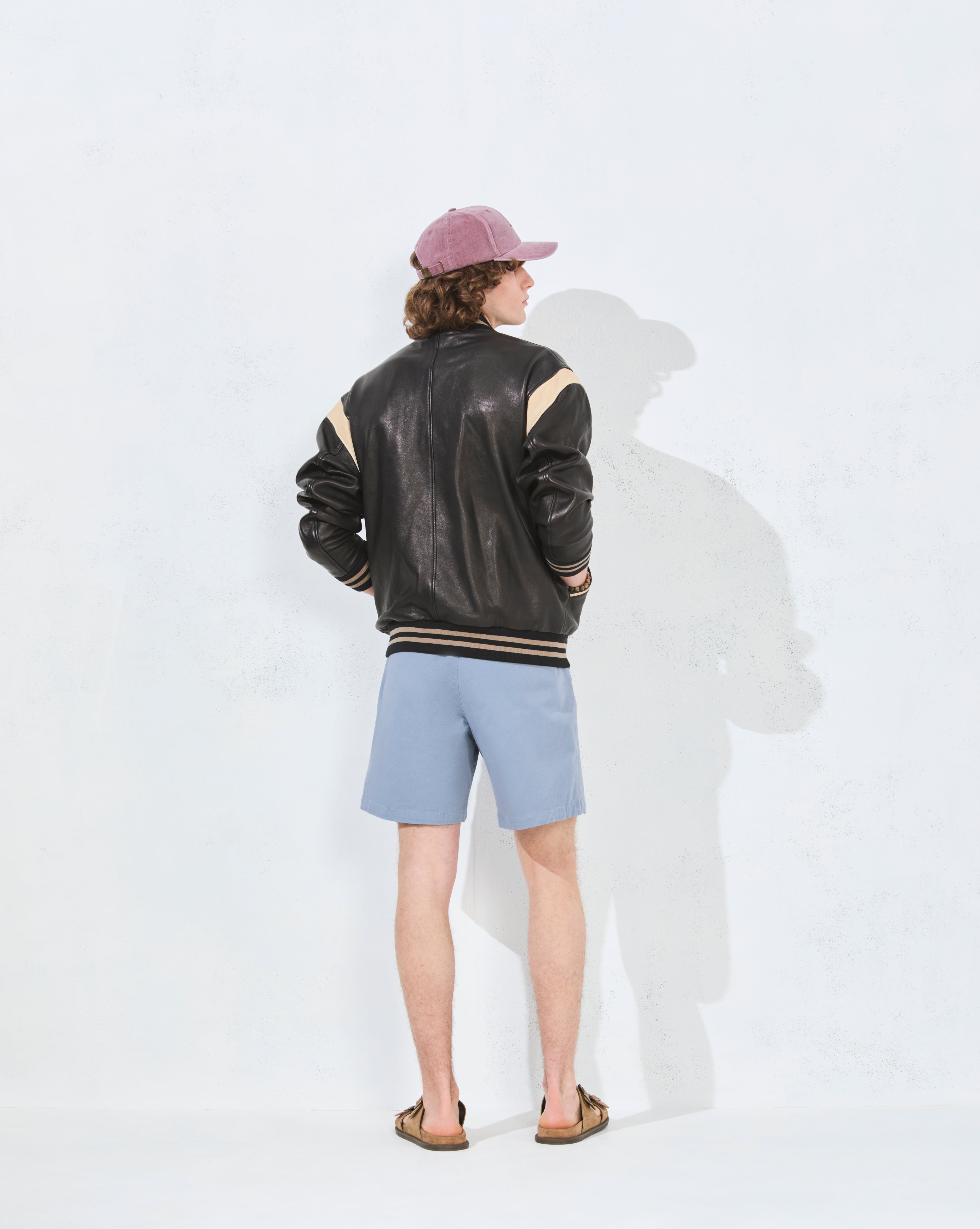 TEDDY VARSITY EN CUIR NOIR