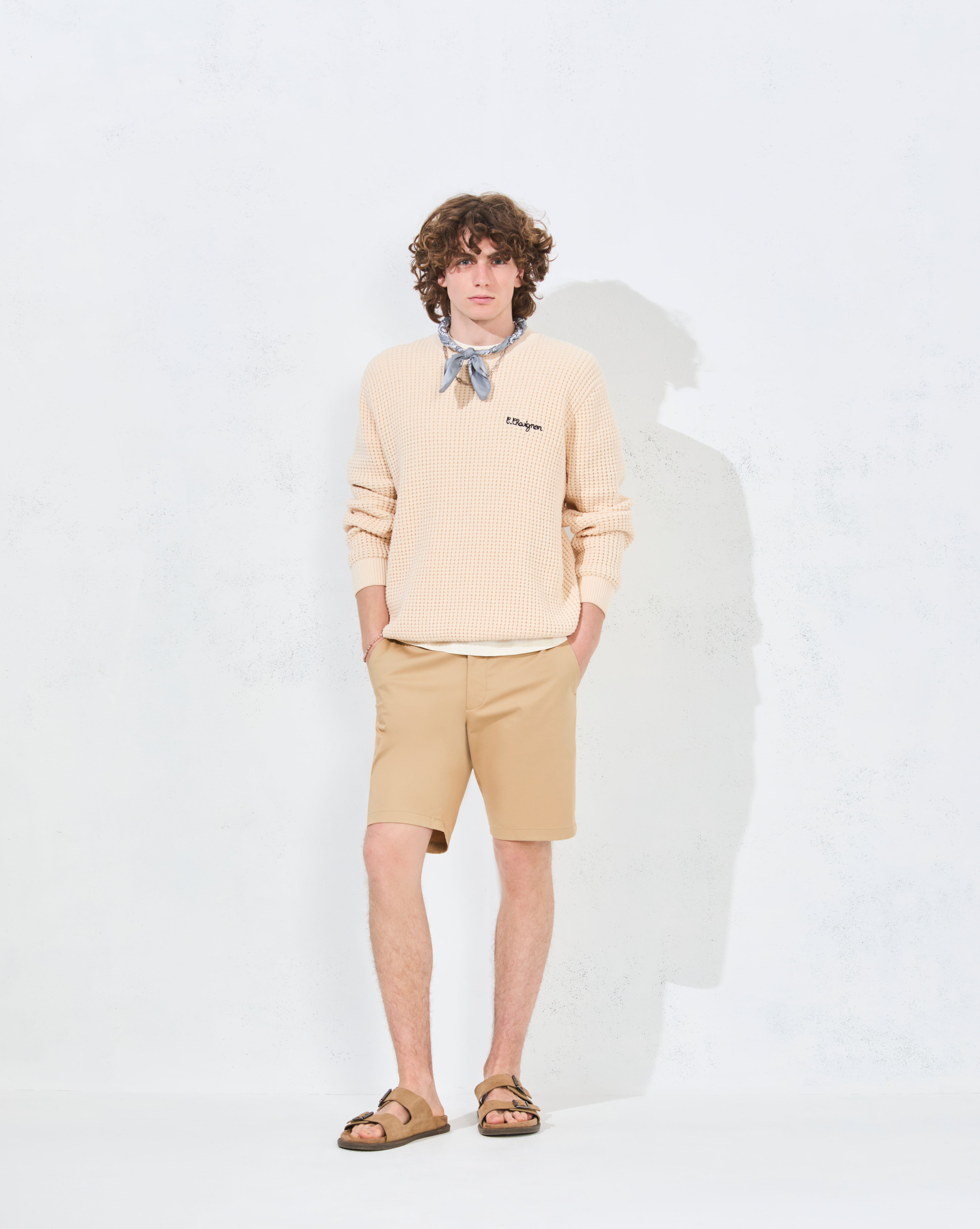 PULL PALM EN COTON ÉCRU