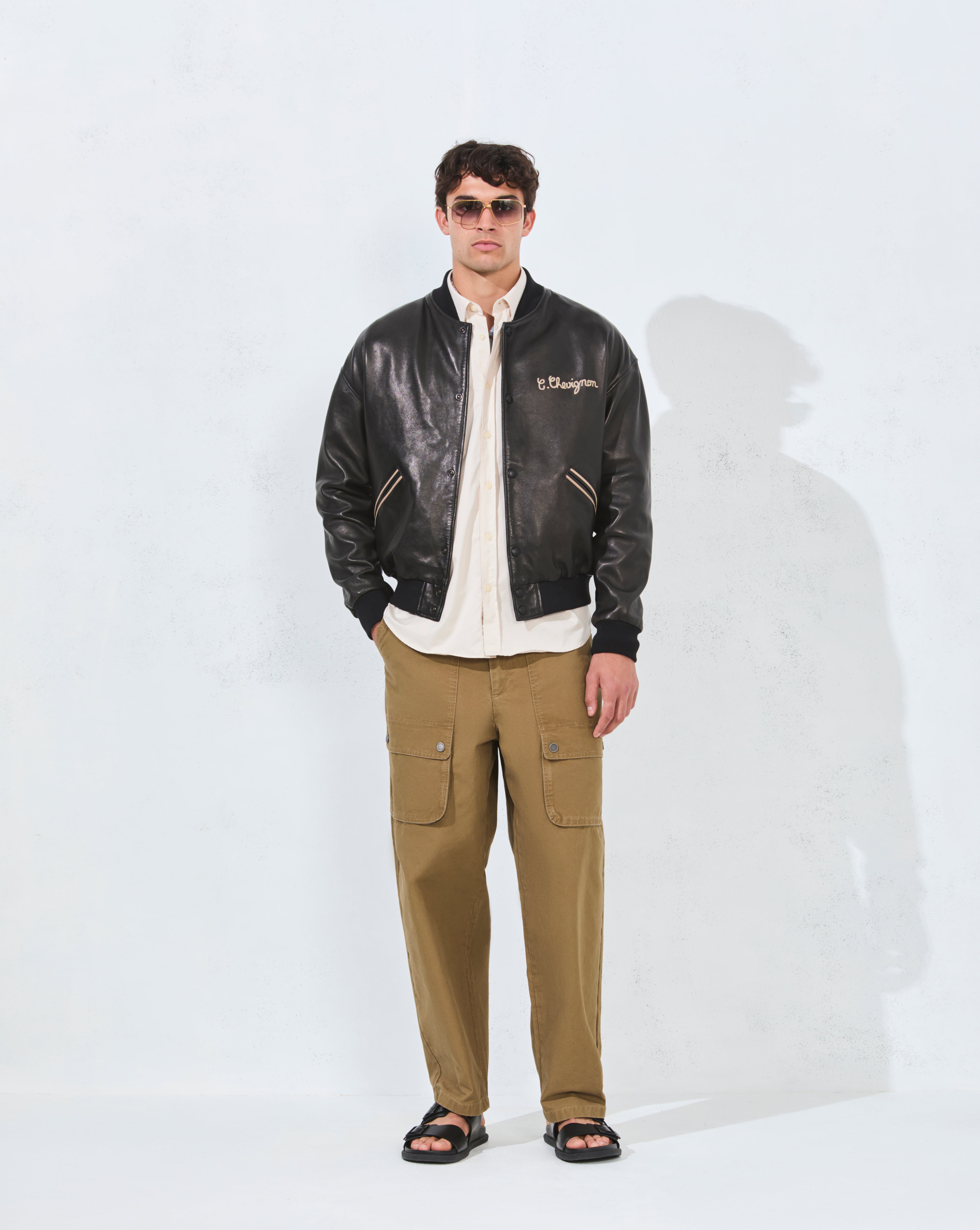 BLOUSON CUIR TEDDY 90 NOIR