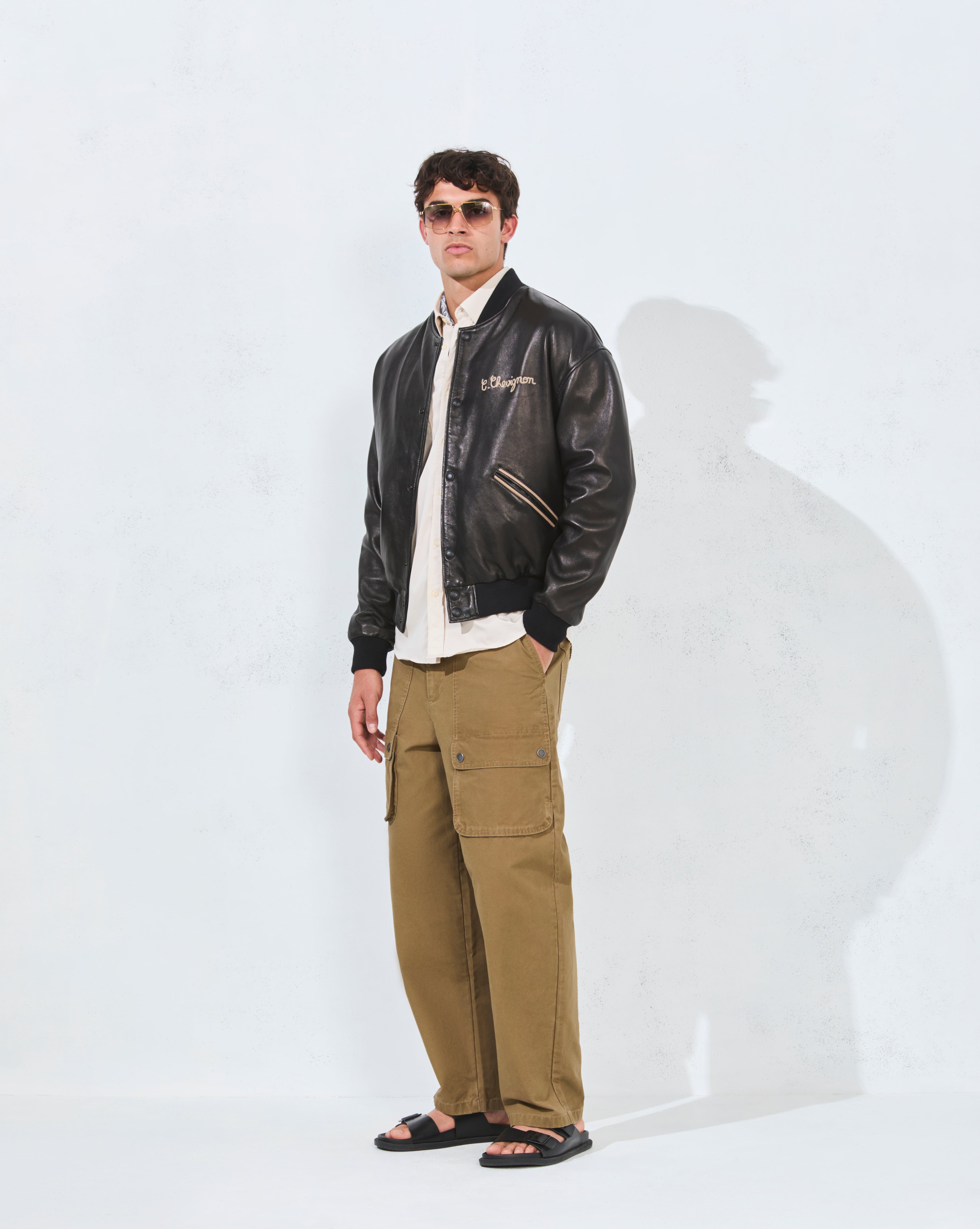 BLOUSON CUIR TEDDY 90 NOIR