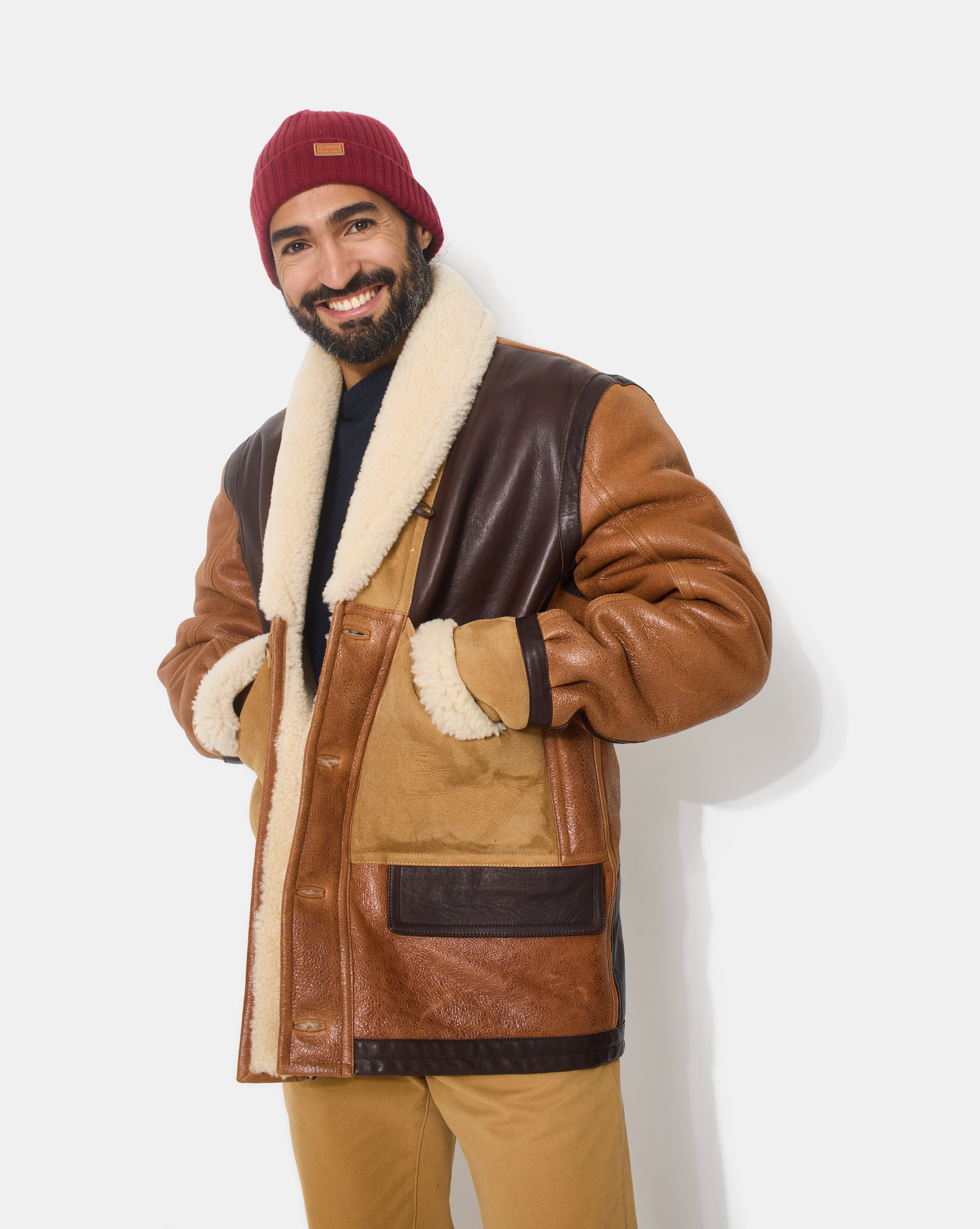 MANTEAU CAMERAMAN CUIR MARRON